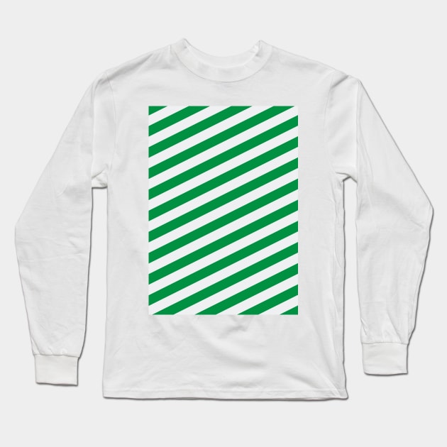 Rapid Vienna Green and White Angled Stripes Long Sleeve T-Shirt by Culture-Factory